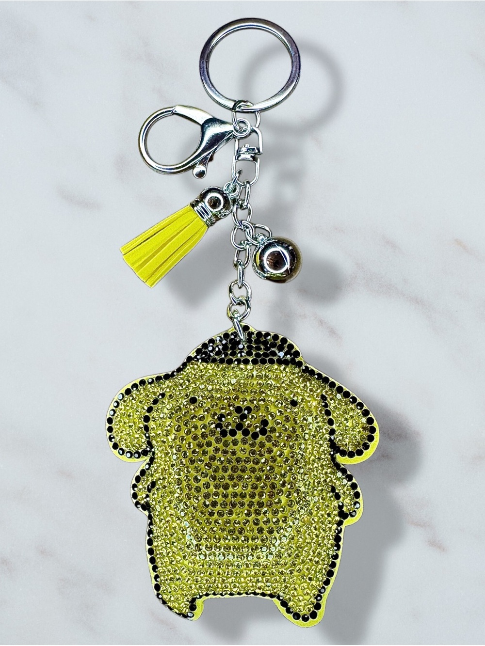 Pom Pom Rhinestone Charm Keychain